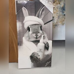 Adorable Glam Bunny Bath Ready Canvas Funny Bathroom  Wall Art Decor